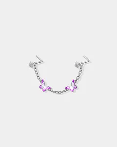 Purple Butterfly Dangle Nose Chain