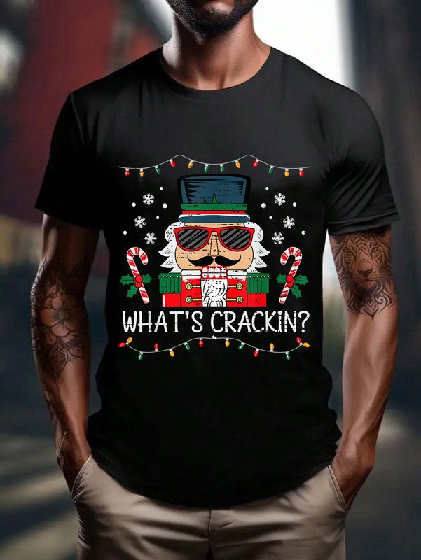 100% Cotton Christmas Nutcracker Whats Crackin Funny Xmas Men Women T-Shirt