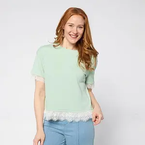 Tower Hill by Christie Brinkley Lace Detail T-Shirt