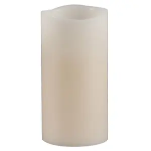 Everlasting Glow 9067846 Bisque Vanilla Scent Wavy Edge Pillar Flameless Flickering Candle