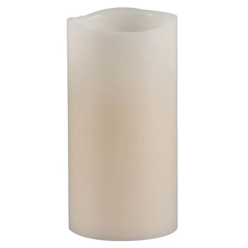 Everlasting Glow 9067846 Vanilla Scent Bisque Flameless Decorative Pillar Candle - Battery-Operated, Flickering, Wavy Edge, Drip-Resistant, Easy Switch, Home Decor, Housewarming Gift, Flameless Candles
