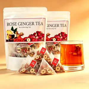 Rose Ginger Herbal Tea, 24 Individually Wrapped Teabags. With Brown Sugar, Red Ginseng, Goji Berry & Licorice. Caffeine Free and Naturally Warming. A Simple, Comforting Cup for Any Time You Need to Slow Down and Breathe.