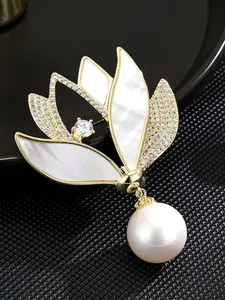 Asian Style Lotus Brooch Pin, Luxurious High-End Accessory, Elegant Unique Lapel Flower, Anti-Slip Clip Clothing Decoration for Women