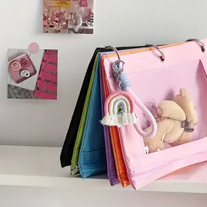 Rainbow Oxford Fabric 3-Hole Binder Pockets, File Document Organizer Bag, Monthly Bill Organizer, Includes Rainbow Accessories & Lanyard, Multi-Purpose Storage Solution