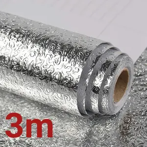 Self-Adhesive Removable Aluminum Foil Sticker, Peel and Stick Wallpaper & Waterproof Contact Paper for Kitchen Countertops Cabinets, Oil Proof Heat Resistant, Easy Clean & Easy DIY Renovation, Strong Adhesion
