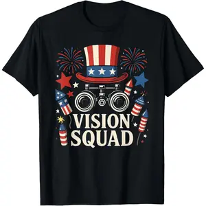 Y2K Summer Viral Print Oversized Graphic Vintage Unisex TeeVision Squad Optometry 4th Of July Patriotic Family Matching T-Shirt
