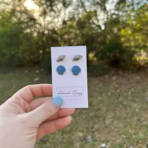 Polymer Clay Realistic Seashell Stud Pack hypoallergenic stainless steel posts