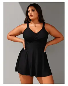 Plus Size Swim Dress for Women - One Piece Swimsuit Tummy Control Bathing Suit Twist Front Curvy Swimwear Modest Swimsuit for Beach Vacation