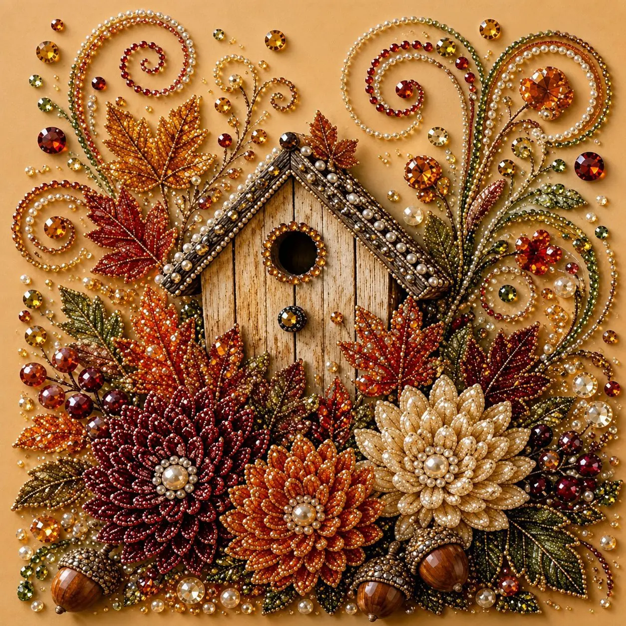 Autumn Pearl Painting Kit - Pearl Art Diy Kits for Adults Autumn (Pumpkin)| 7.9 * 7.9-inch Beginner-Friendly Crafting with Selected Fall Scenes, a Relaxing DIY Project for Sparkling Autumn Artwork-YY2