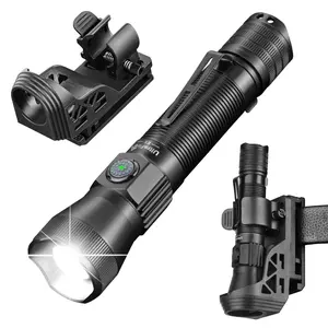UltraFire E5 Rechargeable Tactical Zoomable Flashlight with Holster, 1350 High Lumens Police Flashlight with Belt Holder, Adjustable LED Flashlight for Emergency, Law Enforcement, Durable Portable Patrol