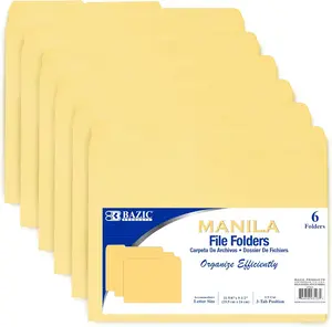 [FLASH SALE] BAZIC Manila File Folder 1/3 Cut Letter Size, Left Right Center Tabs Positions, for Organizing Filing Document Storage, Total 6-Count