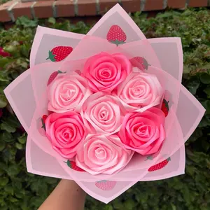 Strawberry Bouquet - Ribbon Rose Arrangement