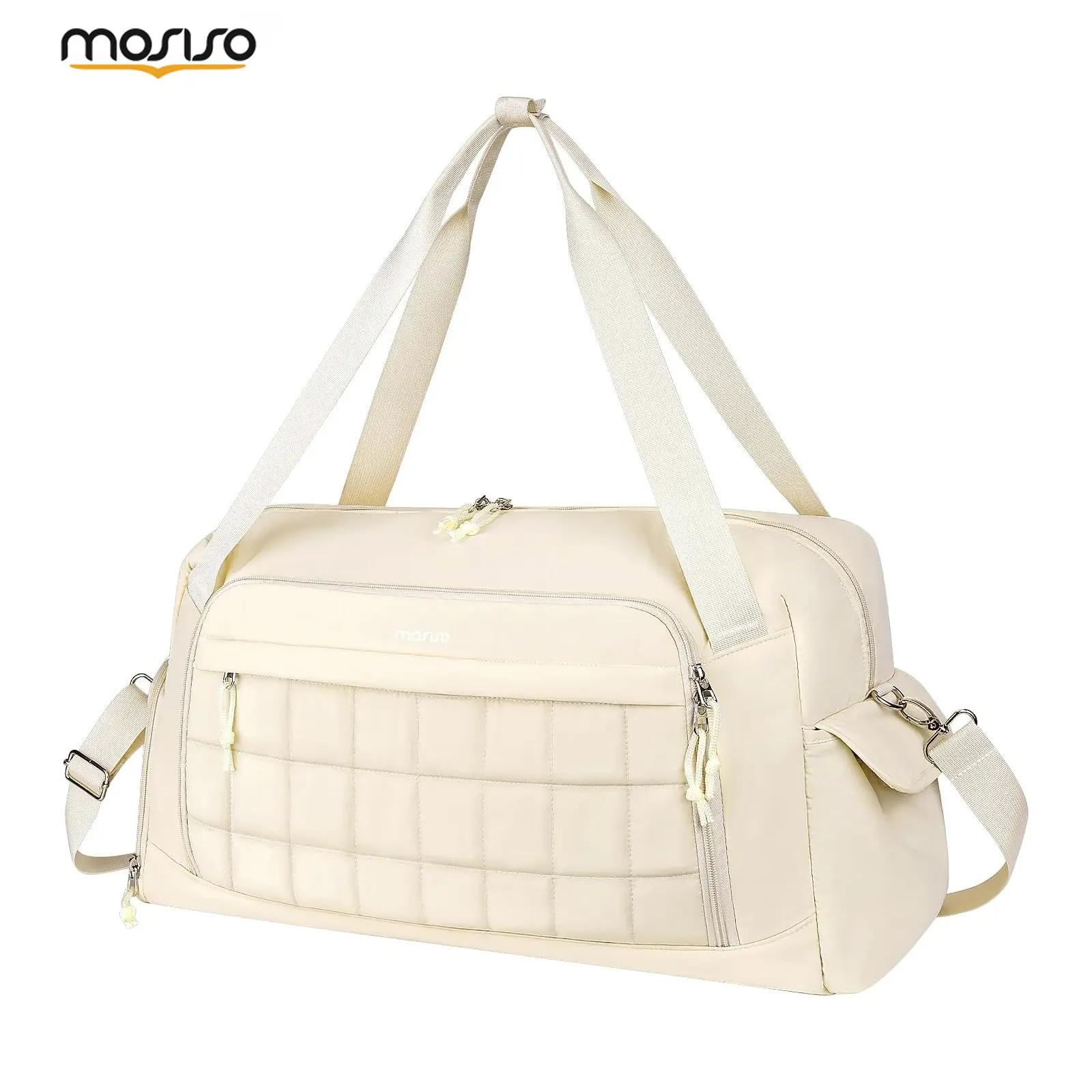 MOSISO Gym Duffle Bag for Women, Washable & Water Repellent Polyester Overnight Weekender with Shoe Compartment, Wet Pocket & Trolley Sleeve Travel Gym Bag Gym Duffel Bag Fitness Leisure Bag Sports Gym Bag