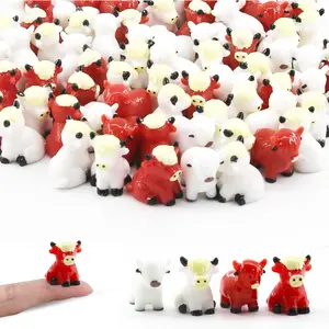 Mini Resin Animals 32 Pcs Tiny Highland Cows in 4 Styles to Hide Around The Office Home, for Garden Miniatures Decoration Office Desk Décor