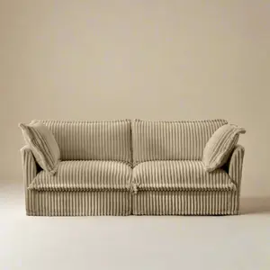 Fluffy 2-Seat Corduroy Modular Sofa – Camel, Washable Couch