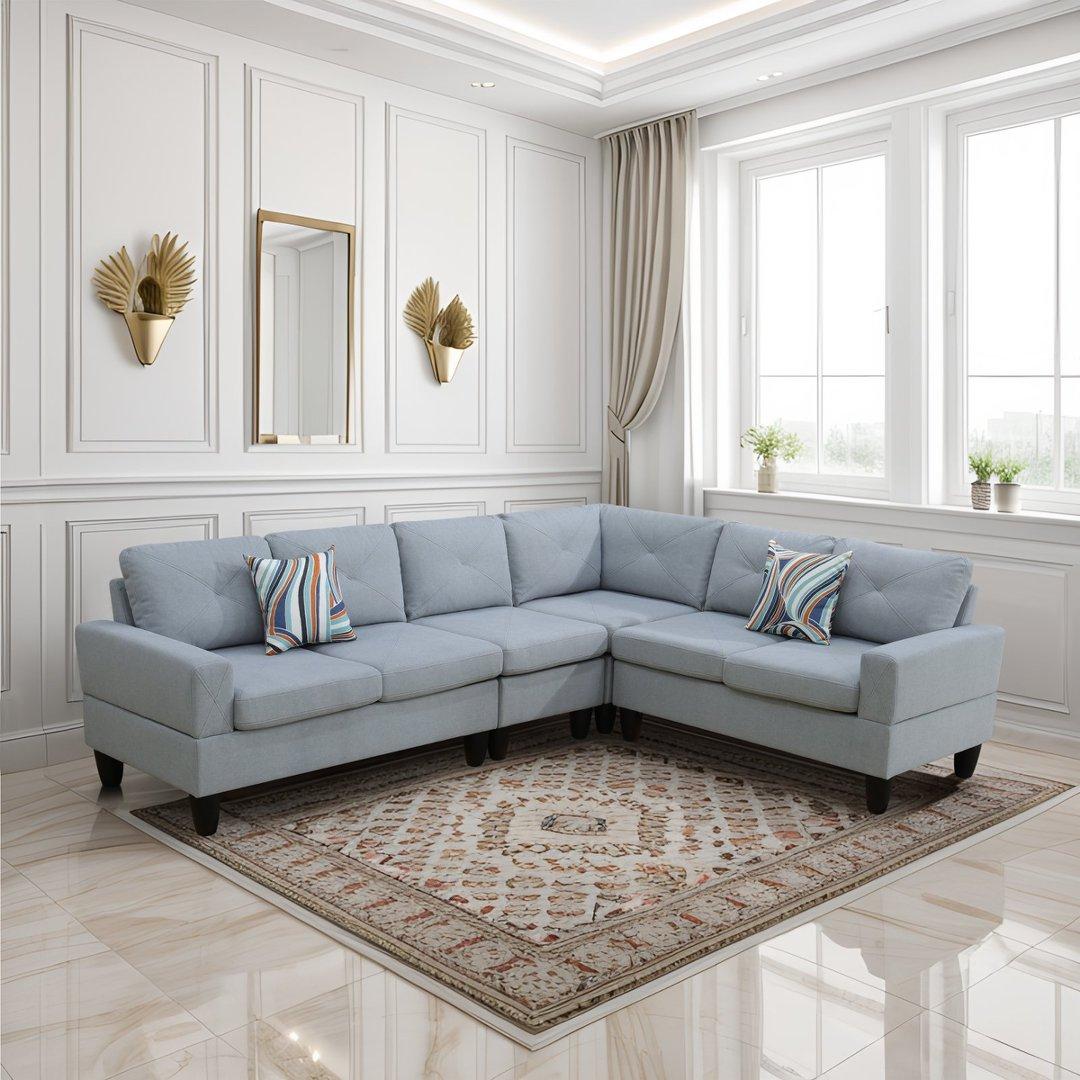 Grey Massa Calico 4-Piece Couch Living Room Sofa Set