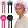 AWAYTR Adjustable Polyester Satin Bonnet for Female - Floral Double Layer Hair Care Wrap, Elastic Band, Anti-Hair Loss, Scalp Comfort, Works for Sleep/Face Wash/Makeup, Hand Wash