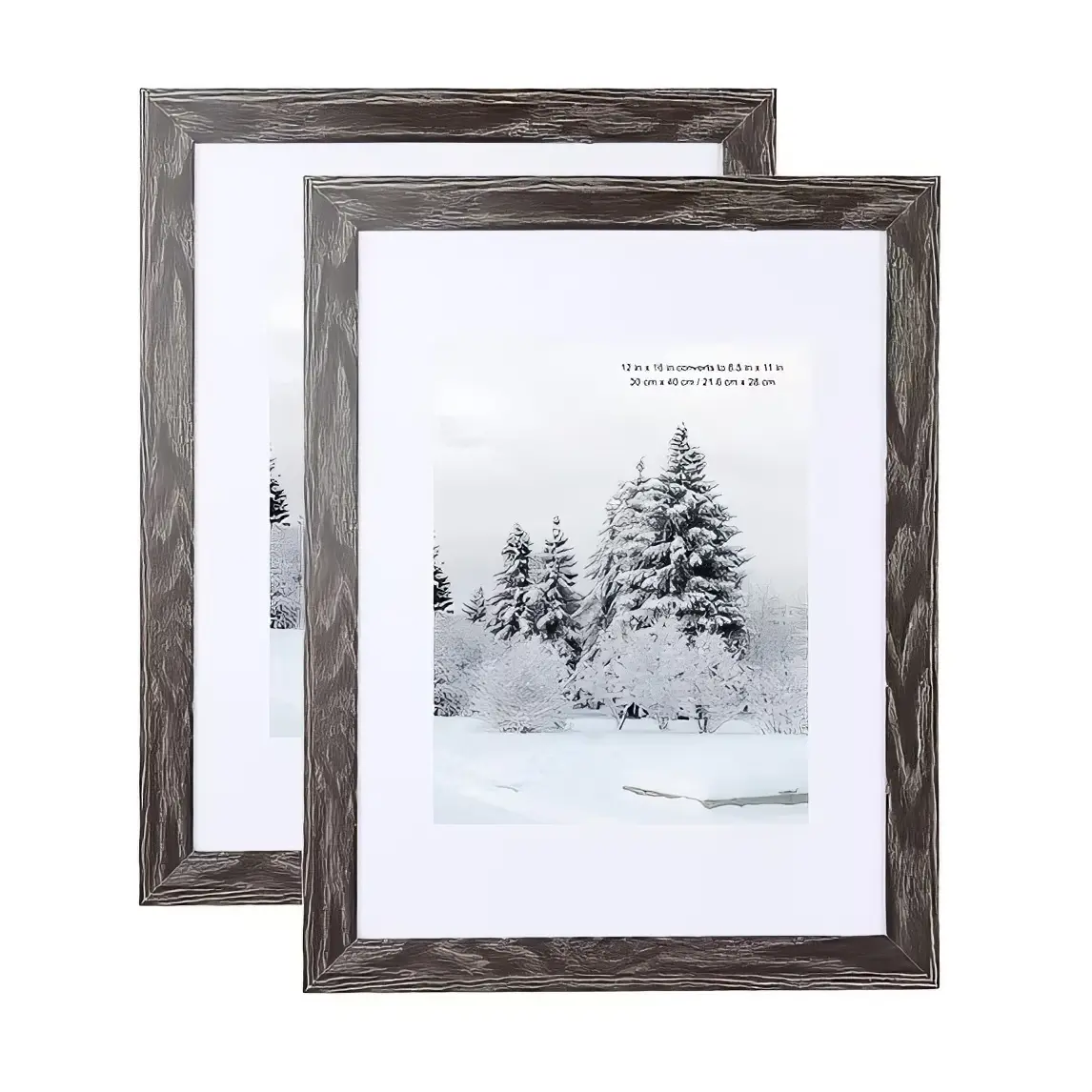 2 PACK 12 x 16 Wood Gallery Picture Frames, 12x16 Matted to 8.5x11 Wall Frames, Dark gray