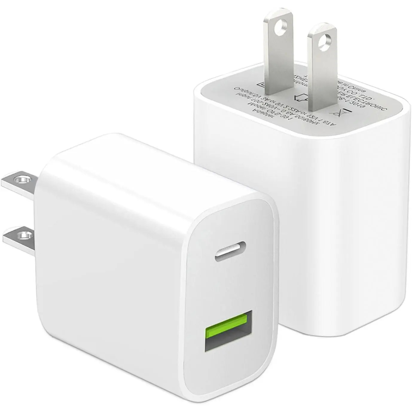 2 Pack USB C Charger Block, Dual Port Type C Wall Charger Fast Charging 20W Power Adapter Cube for iPhone 14/14 Pro/14 Pro Max/14 Plus/13/12/11, XS/XR/X, iPad, , More
