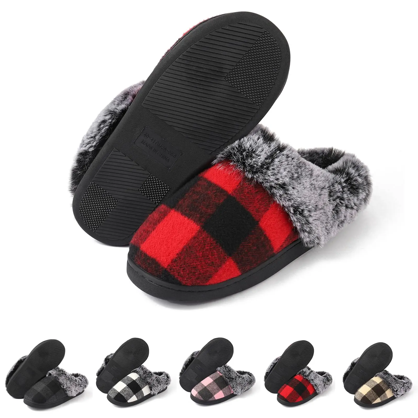 Women’s Fuzzy Clog Slippers – Warm Soft Memory Foam Slip-On House Shoes, Cozy Indoor Outdoor Slippers with Supportive Non Slip Sole, Machine Washab