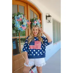 All American Cutie Polka Dot Top - Navy