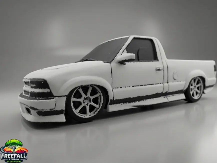 Custom 1:16 Scale Chevy S10 Model Truck, 3.75" Tall, Fade Graphics Collectible Diecast Toy