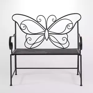 Kirkland's Black Metal Butterfly Outdoor Bench