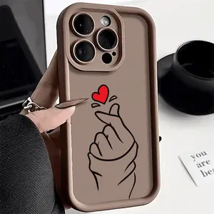 Hand Gesture with Red Heart Phone cases Case Compatible with For iPhone 17 Pro Max 16 16e 15 14 Plus 13 12 Mini 11 Air X XS Pattern TPU Lens Protection Durable Soft Cover Gift 2D printing