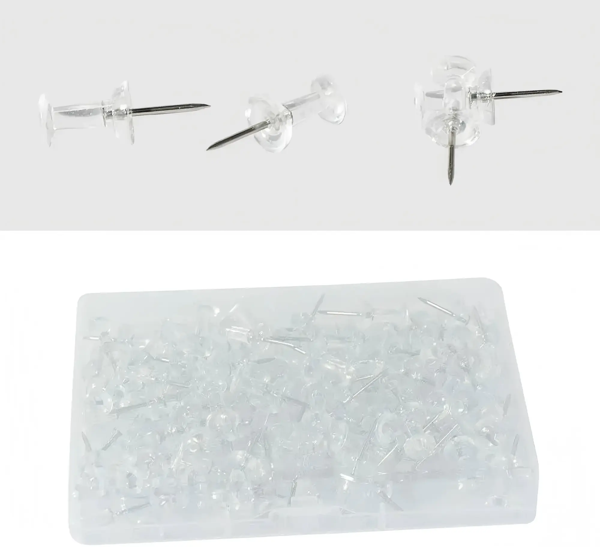 Clear Thumb Tack Set, 100pcs/box Transparent Plastic Head Thumb Tack, Multifunctional Pushpin for Bulletin Board, Soft Board, Map, Calendar, Photo