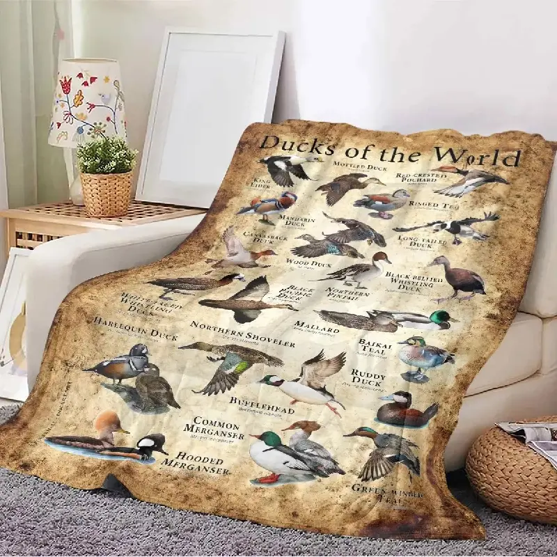 Duck Pattern Blanket, Soft Comfortable Throw Blanket, Warm Napping Blanket for Home Office Travel, Cool Bedroom Bedding Blankets, Giftable Blankets