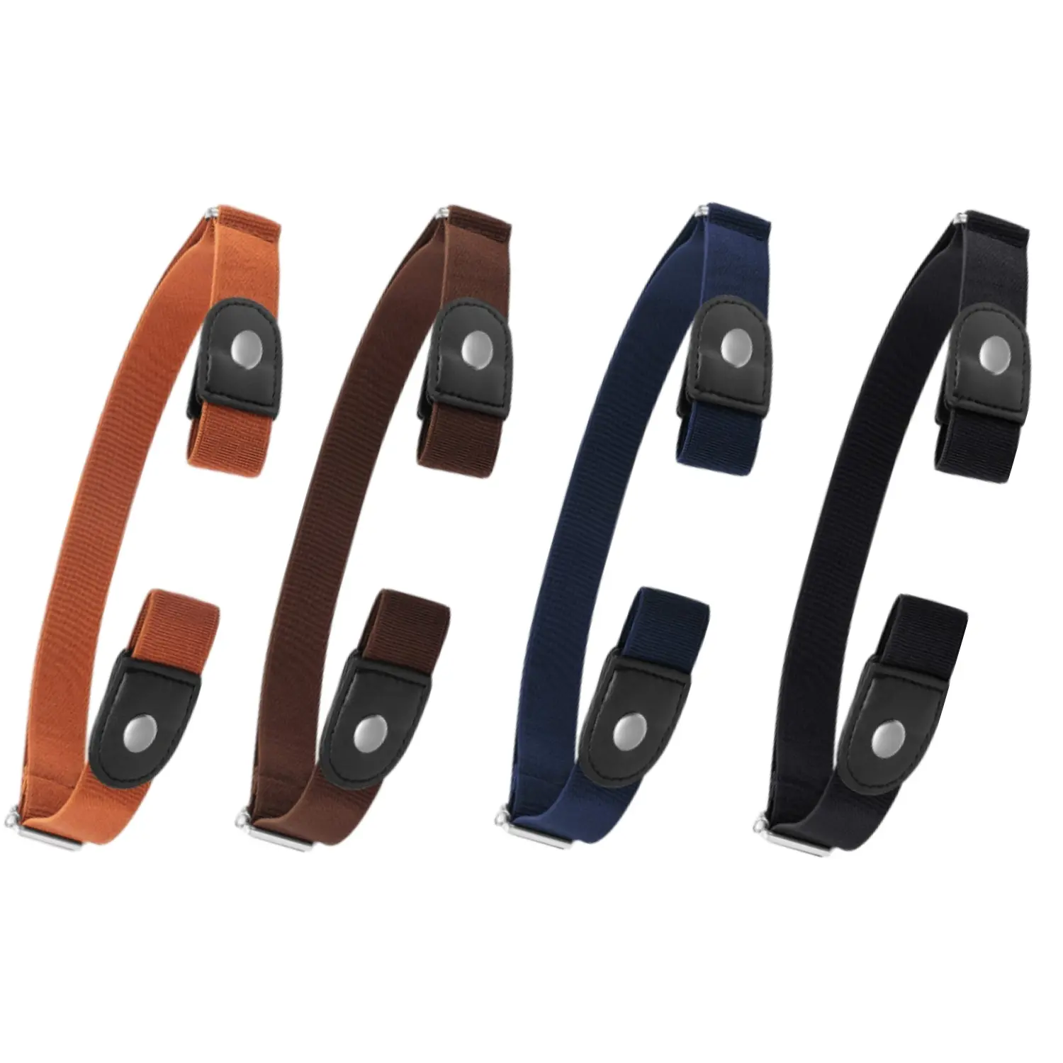 4 Pieces No Buckle Elastic Stretch Belts for Men and Women, Comfortable Invisible Belts for Jeans Pants