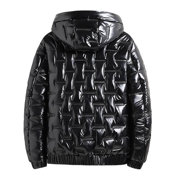Men's Winter Shiny Hooded Fashionable Versatile Cotton Jacket - Suitable for Outdoor Casual and Everyday Wear