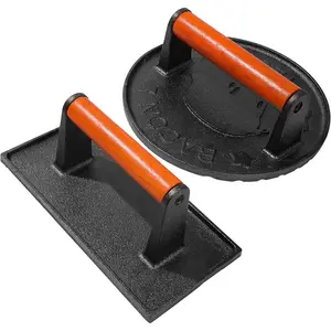 Cast Iron Bacon Press for Griddle - Heavy Duty Smash Burger Press, Grill Press with Ergonomic Wooden Handle, Meat Press for Flat Top Grill, Ideal for Burgers, Bacon, and Steaks Kitchen Utensils Cooking Steel Kitchen Tools and Gadgets