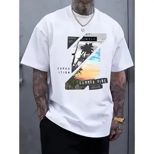 Mens Plus Size Z-Pattern Graphic Tee - Made from 100% Soft, Breathable Cotton for Ultimate Summer Comfort. This Simple & Fashionable Short Sleeve Shirt with a Relaxed Fit is Your Go-To for Vacation Vibes, Casual Streetwear, and Easy Everyday Style.