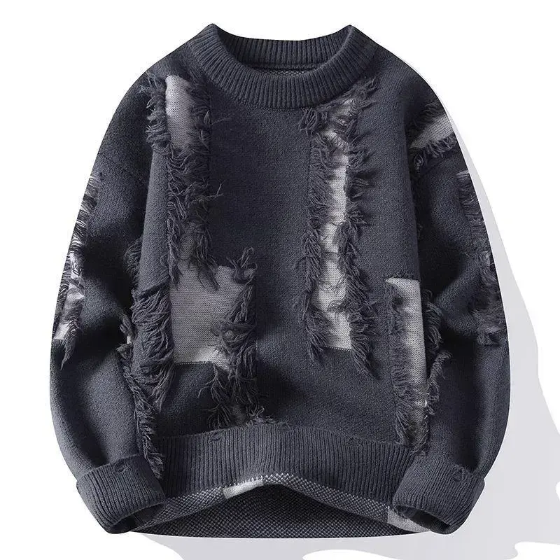 Y2K color matching personality hole sweater loose warm coat Y2K color matching personality hole sweater loose warm coat