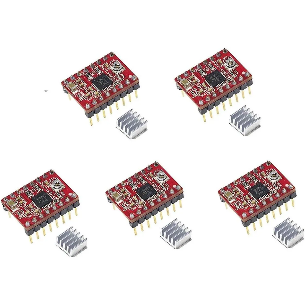 5pcs/lot Reprap Stepper Driver pololu A4988 Stepper Motor Driver Module with Aluminum Heat Sink for ramps 1.4 3D Printer