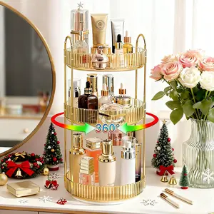【Gift for  Mom】Raybee 360° Rotating Makeup Organizer, 2-3 Tier Large Bathroom Solution for Vanity, Clear Large Capacity Cosmetic Holder Perfume Jewelry Storage Shelf, Space Saving Desk Countertop Organizer, Easy to Clean, Ideal Gift for Mom/Sister/Lover