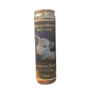 Cordero Manso Tame Lamb Seven Day Candle - Fixed Preparada Veladora with Lamb Image