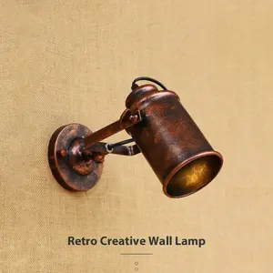 Rustic Vintage Wall Light, Hardwired Drill-Mount Installation Wrought Iron Industrial-Style Home Decor Wall Lamp Suitable for Living Room, Bedroom, Hallway, Study, Stairwell, Bathroom Lighting Fixture (Bulb Not Included)