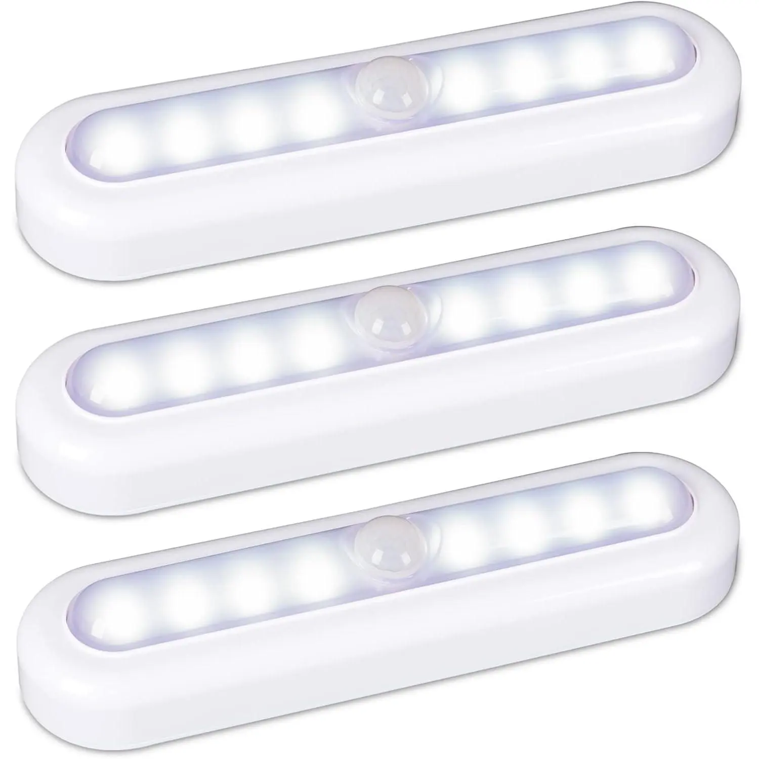 Star and Stripes 3-Pack 7inch Motion Sensor Lights, Indoor Battery-Powered, LED Lights for Closets, Stairs, Under Cabinets, Cool White