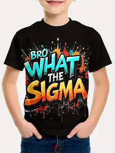 Summer fashion boys' 3D digital print street graffiti shockwave pattern T-shirt, 100% polyester, stylish casual wear, suitable for daily and outdoor activities, a perfect gift for kids