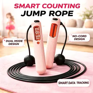 2-in-1 Smart Counting Jump Rope, Cordless Weighted Skipping Rope with Counter & Bluetooth, Adjustable Rope & Ball Set for Fitness, Cardio, Crossfit & Home Workout outdoorfun