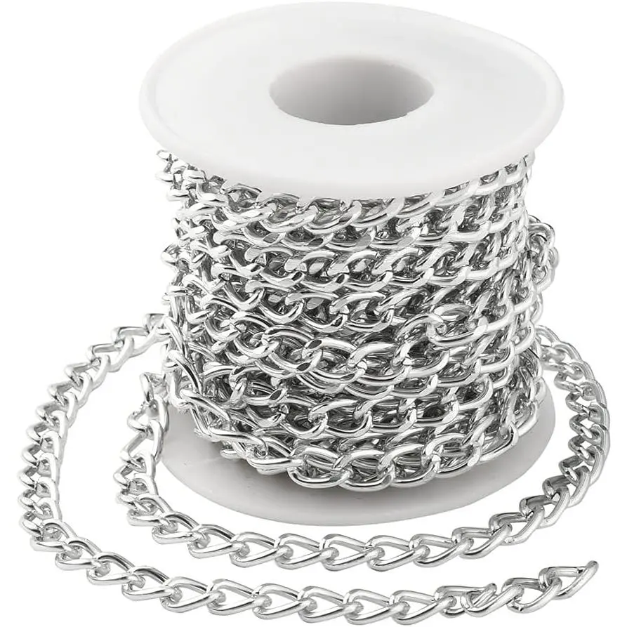 16.4 Feet Aluminum Curb Chains 10x6.5x1.8mm Twisted Links Cross Cable Chains Silver Plated with Spool for Pendant Necklace Jewelry Making, 10x6.5x1.8mm-Silver 16.4 Feet Aluminum Curb Chains 10x6.5x1.8mm Twisted Links Cross Cable Chains Silver Plated with Spool for Pendant Necklace Jewelry Making, 10x6.5x1.8mm-Silver