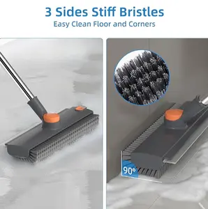 3-in-1 heavy-duty yard floor brush with long handle, outdoor cleaning brush suitable for patio, driveway, concrete surfaces, pool deck, and garage mirror flower bouquets umbrella funny stickers