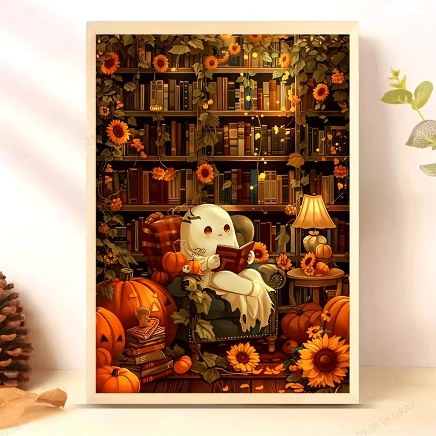 Halloween-Themed 5D Diamond Painting Craft Kit, Diy Diamond Art, 11.8x15.8in, Full Round Drill with Tools, Canvas Art for Beginners, Frameless Mosaic Wall Decor