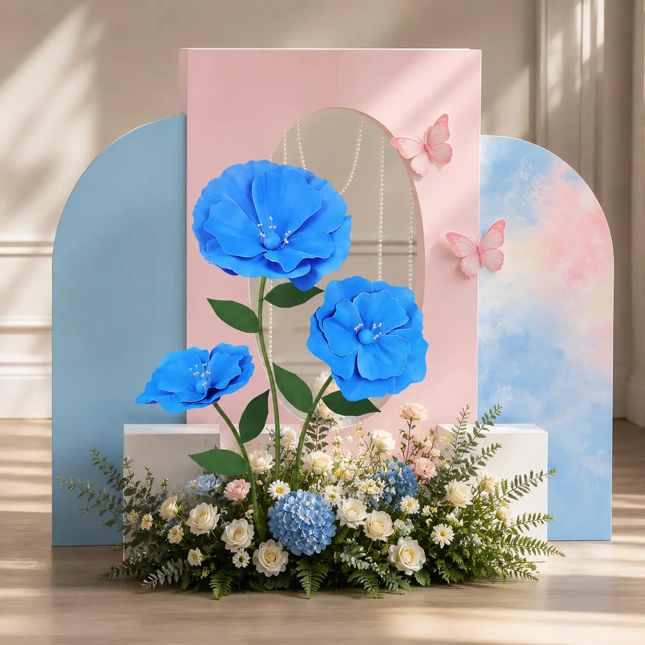 5.2FT Giant Faux Flowers for Wedding Arch Decor, Artificial Silk Standing Flowers for Patio, Garden, Party & Flower Wall Backdrop
