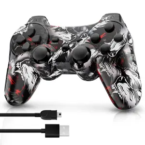 ISHAKO Wireless Game Controller for PS3/PC/Laptop, Wired for PS2, Gaming Accessories, With Double Vibration, Six Axis gyroscope, Gamepad, P3 Wolf tooth