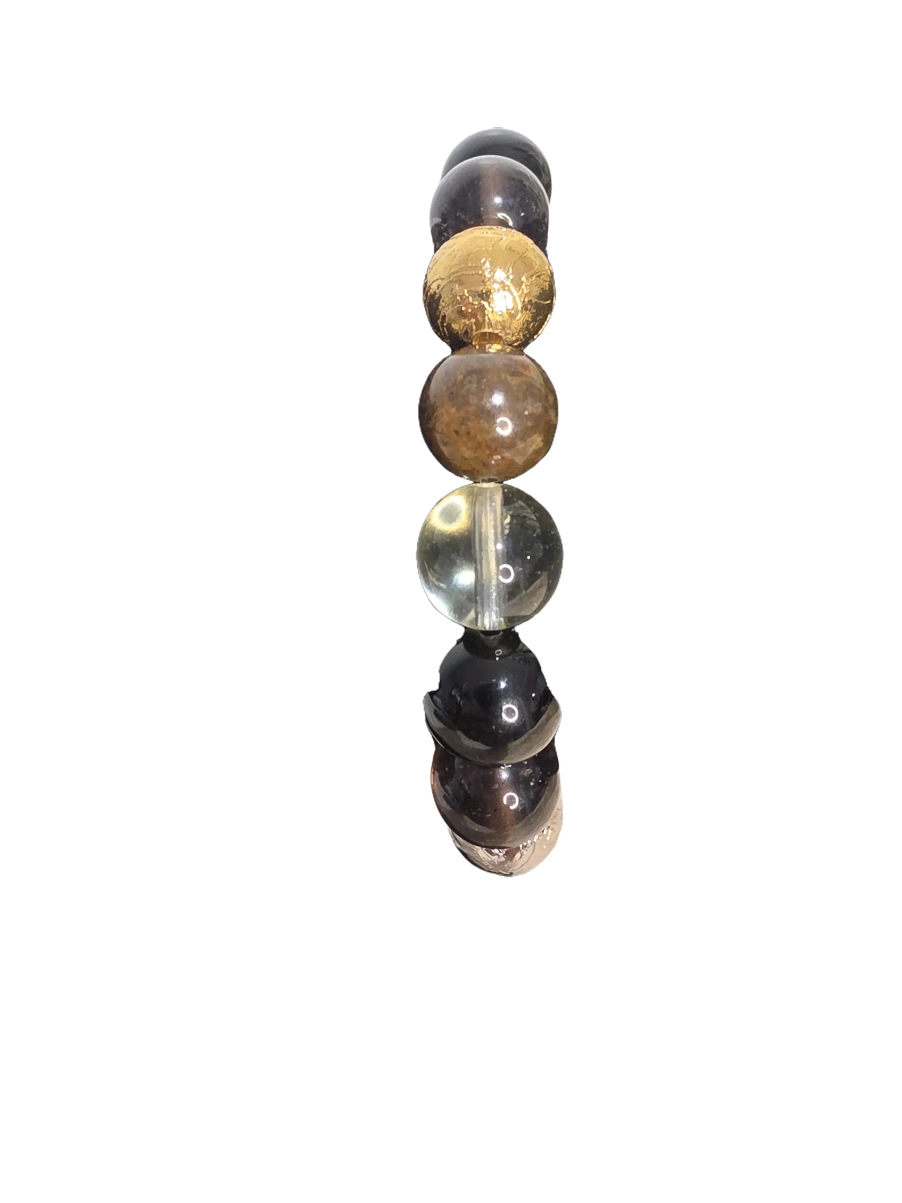 9-10mm Polished Beads Celestial Relics Bracelet, Stretch Band, Libyan Desert Glass, Translucent Cosmic-Inspired Stones, Meteorite Costume Jewelry Accessory, Earthy Palette Elevated Collector Piece