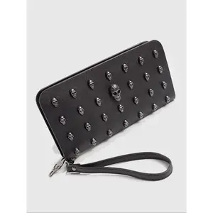 Famous Luxury Brand Design Women Men Long Wallets Skull Punk Style Wallets for Ladies Girl Money Pocket Card Holder Phone Bag