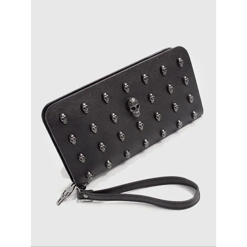 Famous Luxury Brand Design Women Men Long Wallets Skull Punk Style Wallets for Ladies Girl Money Pocket Card Holder Phone Bag
